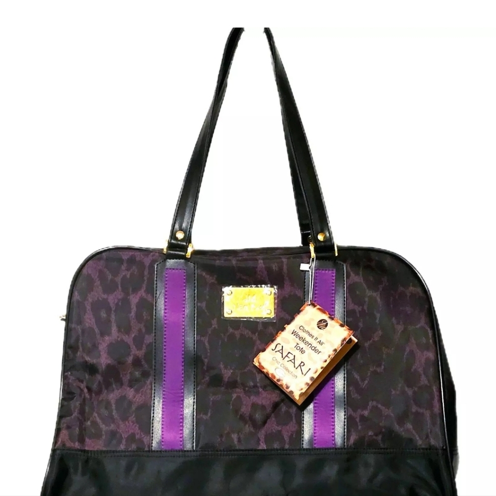 Joy Mangano Duffle BagPurple and Black Leopard Print Bag Travel Bag